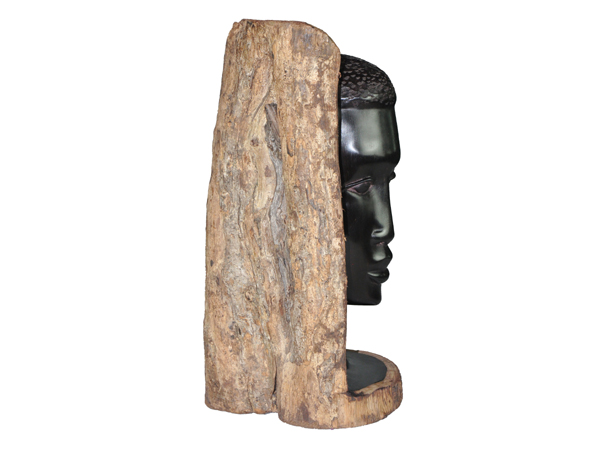 非洲进口Makonde马孔德木雕，非洲人头像木雕，非洲Makonde木雕，非洲马孔德木雕(LWC-083)