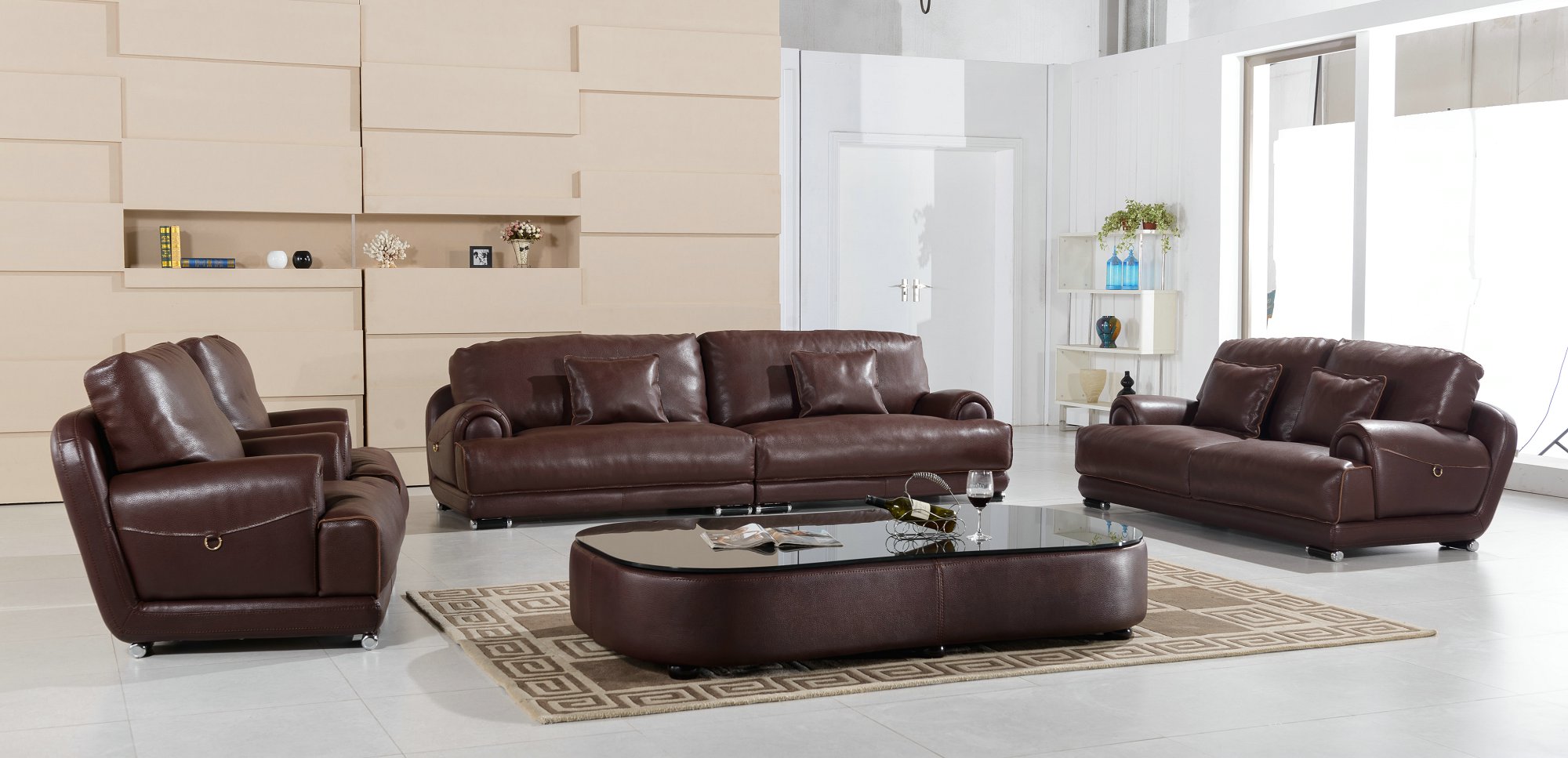 South America Modern Living Room Furniture Genuine Leather Sofa A.L.703