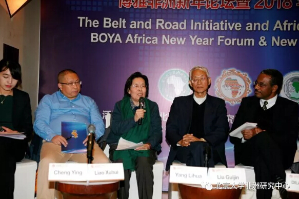 　　2017年12月30日，由北京大学非洲研究中心、北京大学非洲学生联谊会和北京大学开罗校友会共同主办的博雅非洲新年论坛在北京大学斯坦福中心举行。作为中心重要的年度学术活动，今年论坛的主题是“‘一带一路’倡议和非洲《2063年议程》”。此次论坛受到来自学界、中国政府、非洲驻华使馆、媒体、参与中非经济合作的企业以及非洲华人华侨团体等多方的广泛关注，近150名嘉宾受邀出席了活动。