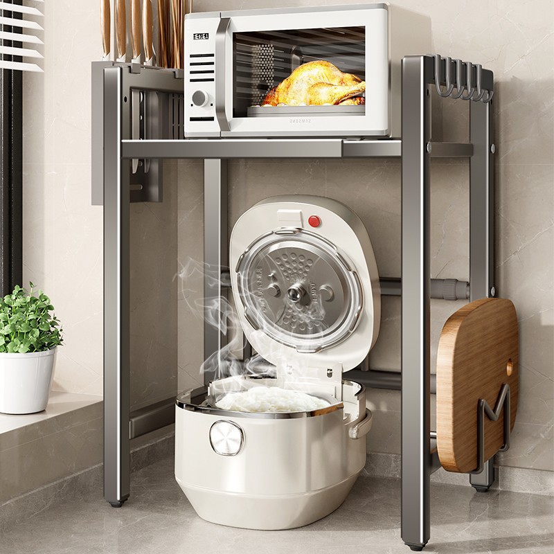 Cooker Storage Retractable Rice Cooker Rack Storage Rack Kitchen Microwave Oven ...